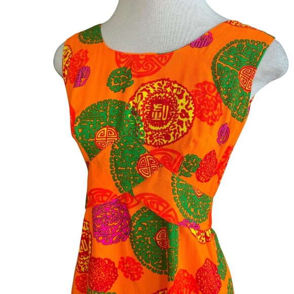 Vintage 70s Hawaii Nei Orange Maxi Hostess Dress Made in Hawaii Size 10 - Picture 2 of 11
